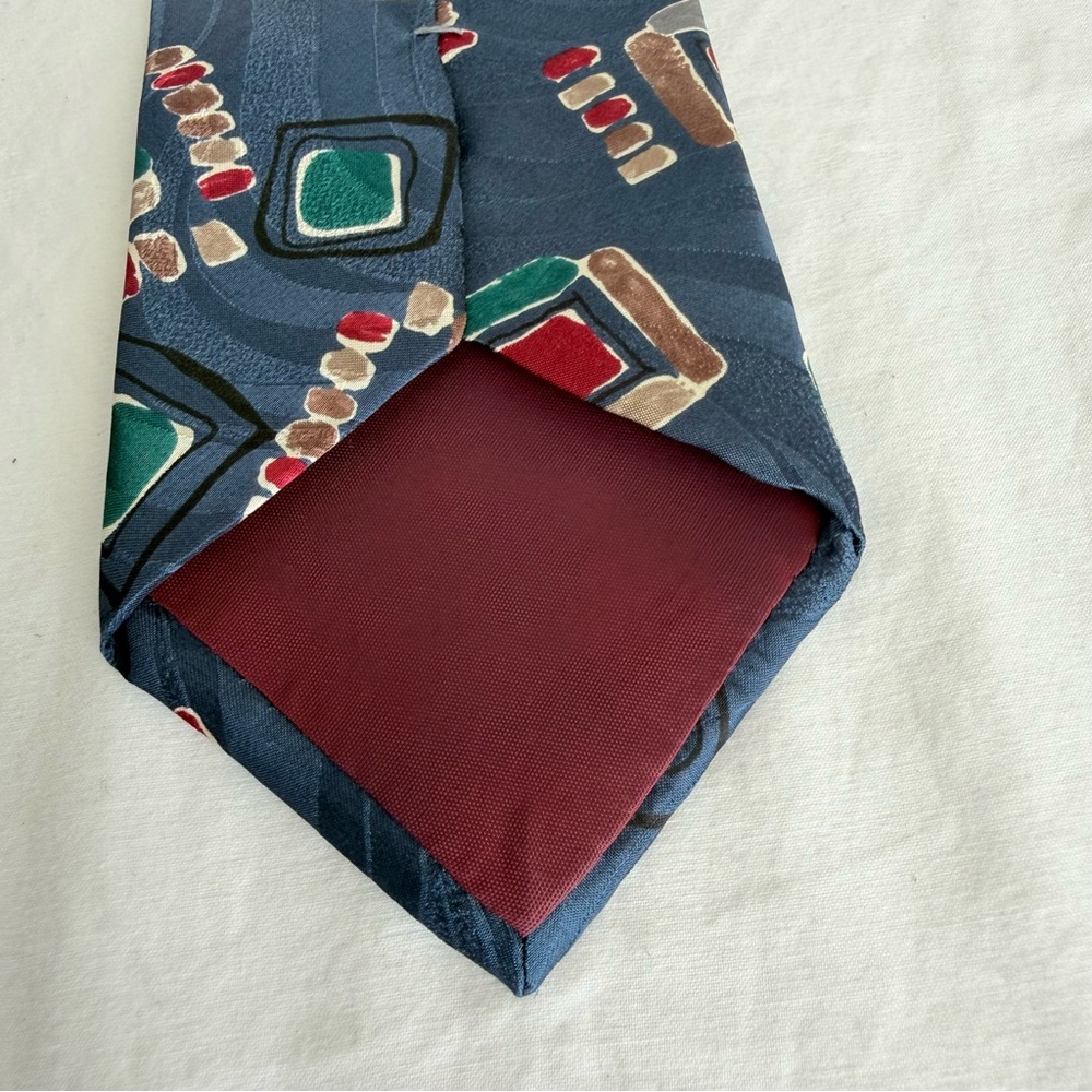 Vintage George Machado Zylos Silk Necktie Abstract Retro 90s Italian Silk - Picture 4 of 7